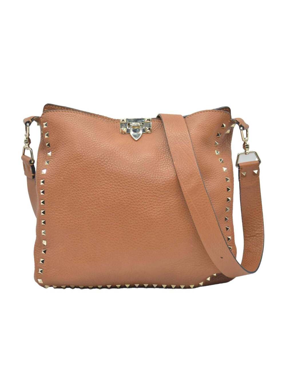 $2275 Valentino Pebbled Calfskin Small Rockstud Flip-Lock